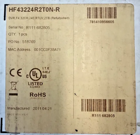 HONEYWELL HF43224R2T0N 32-Channel Fusion 4 Hybrid DVR  (2TB, 240 IPS)
