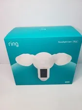 New Ring Floodlight Cam Plus Outdoor Wired 1080p FHD Surveillance Camera White 