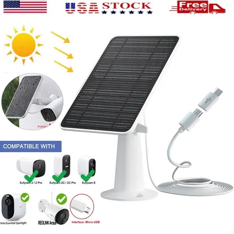 Solar Panel power For Outdoor Ring Spotlight Camera Security Cam Battery Charger