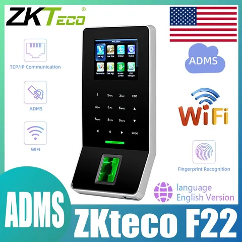 ZKTeco F22 WiFi ADMS 2.4" Screen Fingerprint Access Control Attendance Clock USA