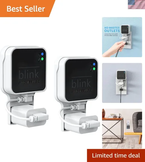 Compact and Flexible Wall Mount for Blink Sync Module 2, 2 Pack with Short Cable