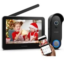 Full Wireless Smart Video Doorbell Intercom System 7" LCD Touch Monitor 1080P