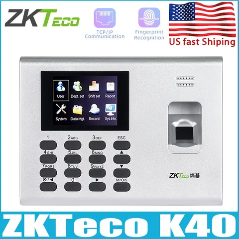 ZKteco K40 USB Biometric Fingerprint Time Attendance System With Battery USA