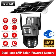 KERUI WIFI Solar Battery 4MP Wireless PTZ Security Camera Outdoor PIR IP Audio