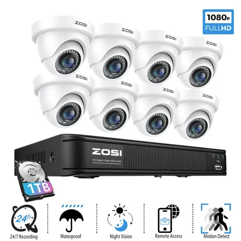 ZOSI H.265+ 8CH 5MP Lite DVR 1080P Weatherproof CCTV Security Camera System 1TB