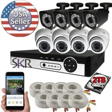 Sikker Standalone 8 Channel DVR 1080P Surveillance Camera Security System 2TB HD