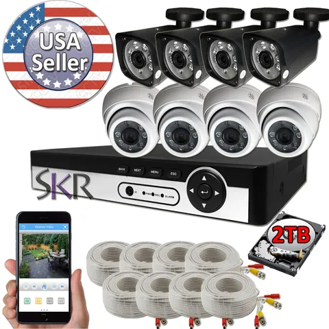 Sikker Standalone 8 Channel DVR 1080P Surveillance Camera Security System 2TB HD