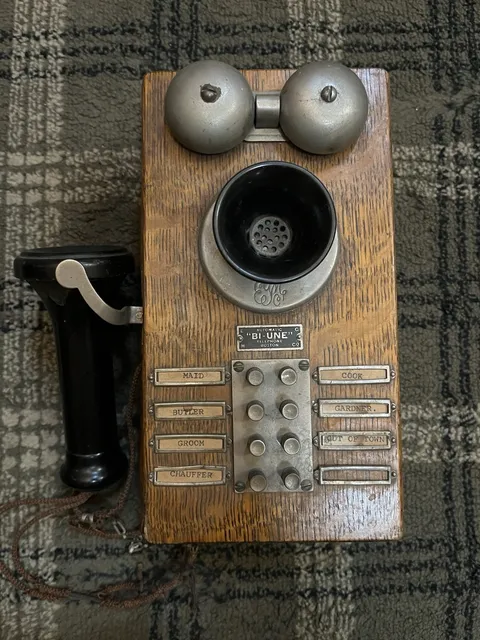 Vintage Electrical Goods Mfg. Co. Boston - 8 Line "Bi-Une" Wooden Wall Intercom 