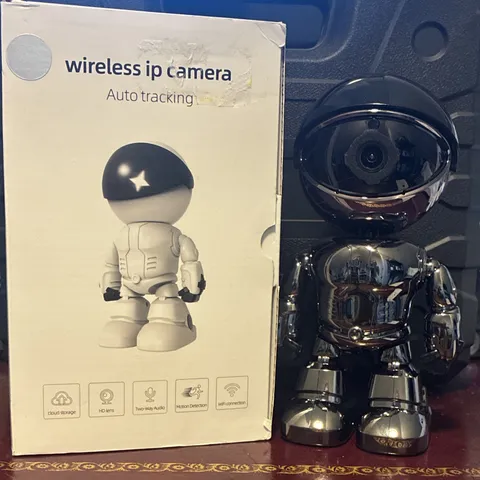 Robot Wi-Fi Indoor IP Camera, Auto Motion Tracking, 2-Way Audio, Silver