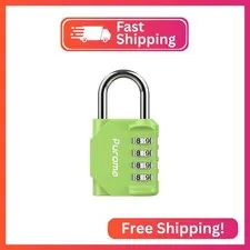 Puroma 1 Combination Lock Locker 4 Digits Combo Padlock Gym Yellow-Green