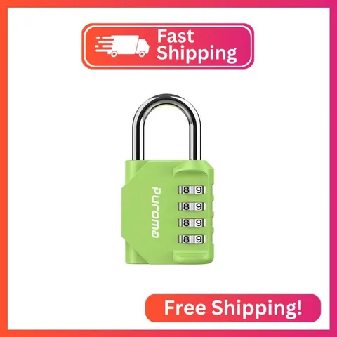 Puroma 1 Combination Lock Locker 4 Digits Combo Padlock Gym Yellow-Green