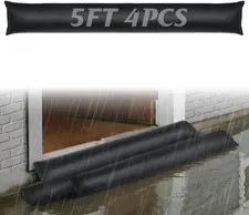 4Pcs 5Ft Water Activated Flood Barriers for Home - Sandless Sand Bags, Reusable
