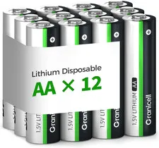 Granicell 12-Pack Lithium AA Batteries | 1.5V for Blink Cameras, Smart Locks, Al
