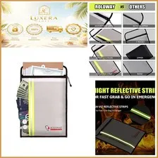 NEW Fireproof Document Bag 15x11 Silver Water Resistant 2 Pocket Money Safe