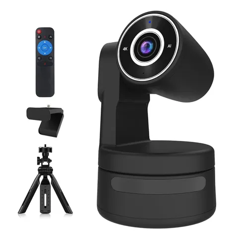 Tiny 4K PTZ Webcam HDR ½.8" Sensor Auto-Tracking Gesture Control Built-in...
