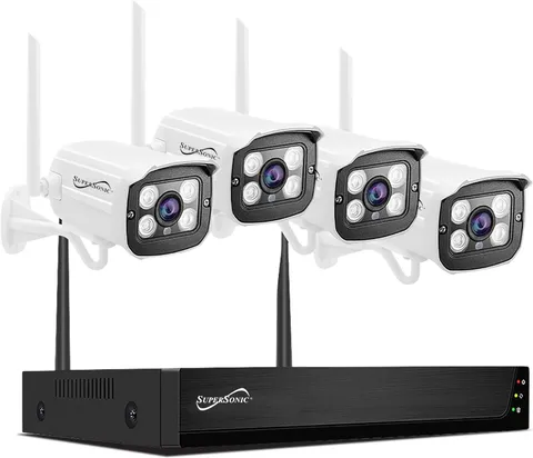 Supersonic SC-5005NVR 8CH Wireless Security System 4 1080P WiFi Cameras