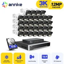ANNKE 32CH 12MP NVR 3K Audio POE Security IP Camera System AI Color Night Vision
