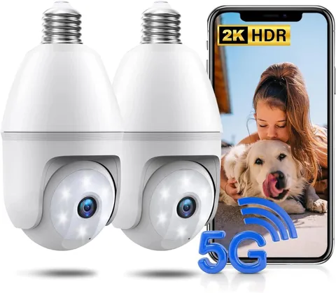 Light Bulb Security Camera 2 Packs, 5G&2.4Ghz 2K Security Cameras Wireless Outdo