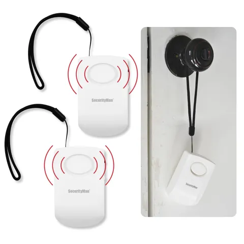 Securityman Door Handle Alarm with 130dB Vibration Triggered Portable black