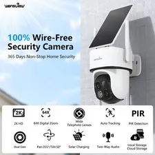 Wansview 2K WiFi Security Camera 64X Zoom Outdoor Home Night Vision Dual Lens