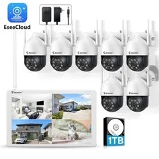JENNOV Wireless WiFi Camera Security System Audio PTZ Camera Outdoor 10CH NVR