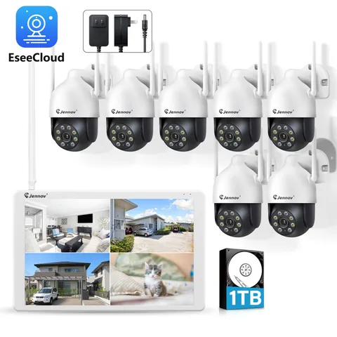 JENNOV Wireless WiFi Camera Security System Audio PTZ Camera Outdoor 10CH NVR