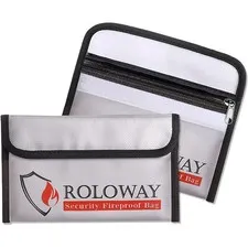 Fireproof Bag Silicone Water Resistant Small Cash Passport Keys 2-Pack Silver