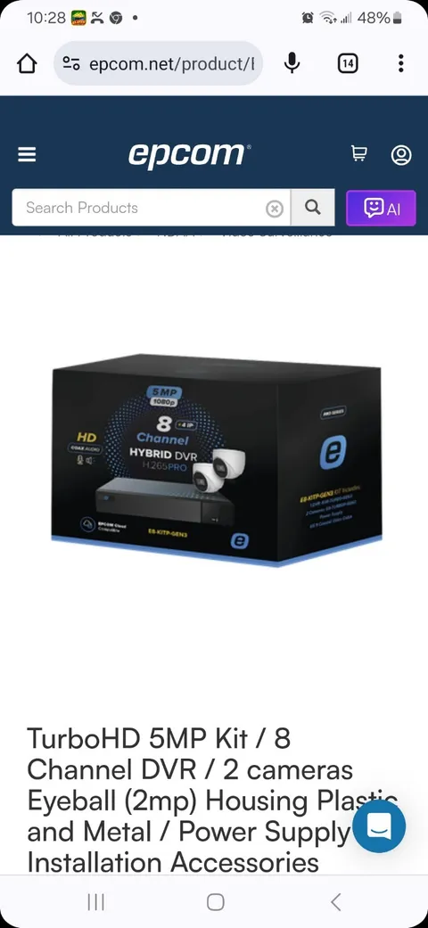 TurboHD 5MP Kit / 8 Channel DVR / 2 cameras Eyeball (2mp) Housing Plastic and...