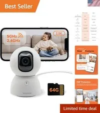2.5K Indoor Pan-Tilt Dome Security Camera, AI Human & Pet Detection, 360° Cov...