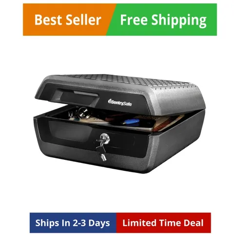 Fireproof and Waterproof Document Safe with Key Lock, Lock Box for Cash, Pass...