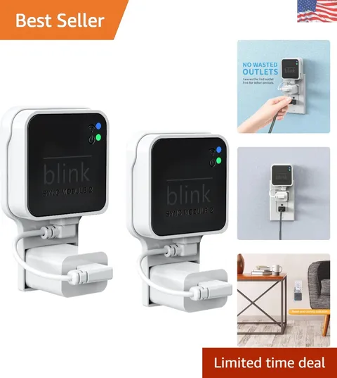 Compact Outlet Wall Mount for Blink Sync Module 2 - 2 Pack with Short Cable
