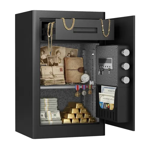 6.0 Cub Digital Safe with Slide Drawer Adjustable Shelf, Key Hook & Storage Box