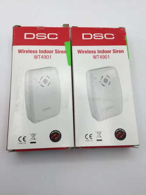 Pair of DSC WT4901 Wireless Indoor Siren 2-Way Wireless Security Alarms Opened