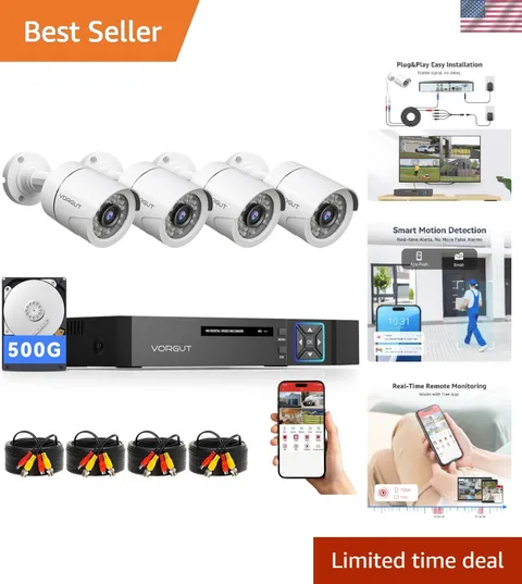 Comprehensive 4-Channel 1080P Security System with Night Vision & Motion Alerts