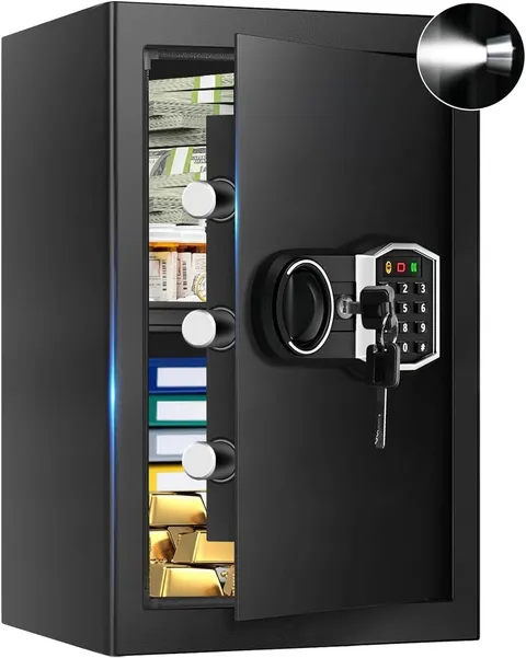 3.4 Cub Large Safes for Home, Security Fire Safe Box with Spare Keys, Alarm S...