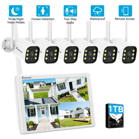 JENNOV 5MP Wireless WiFi Home IP Camera System Smart Outdoor Night Vision Audio