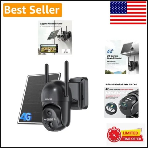 4G LTE Solar Security Camera - 360° Night Vision & Two-Way Talk, No Wi-Fi Needed