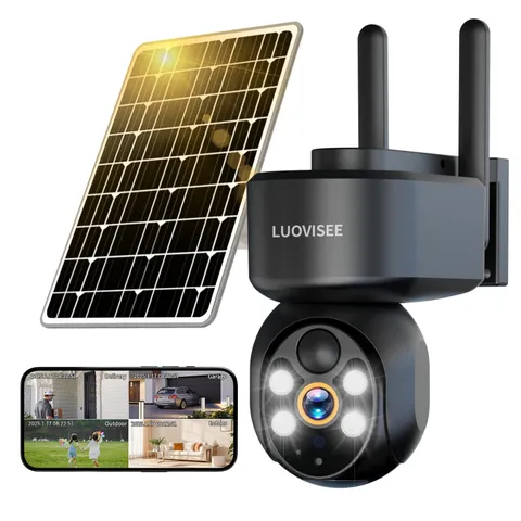 2K Solar Security Camera Wireless Outdoor,WiFi Cameras for Home Security Batt...