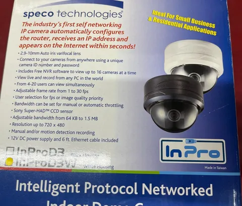 Speco INPROD3W IP Auto-Networking Indoor Dome Camera InPro Series 2.9-10mm White