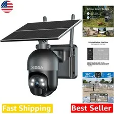 Waterproof 4G LTE Security Camera - Solar, 2K HD, PTZ 360°, Smart Motion Alerts
