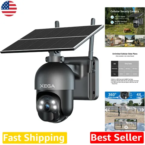 Waterproof 4G LTE Security Camera - Solar, 2K HD, PTZ 360°, Smart Motion Alerts