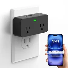 Power Failure Alarm WiFi Smart Power Outage Alarm with App 2 Sockets