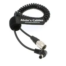 Hirose 4 Pin Male DC Right Angle Coiled Power Cable Sound Devices 633/644