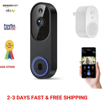 1080p Wireless Wi-Fi Video Doorbell Camera with Two Way Audio Night Vision Cloud