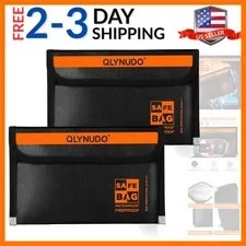 Fireproof Money Bag for Cash 2 Pack, 8x5", Waterproof Document Pouch for Trav...