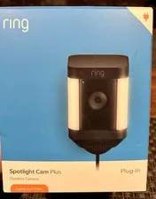 Ring Spotlight Cam Plus Plug-In Outdoor IP Wi-Fi Camera 1080p Color Night, Siren