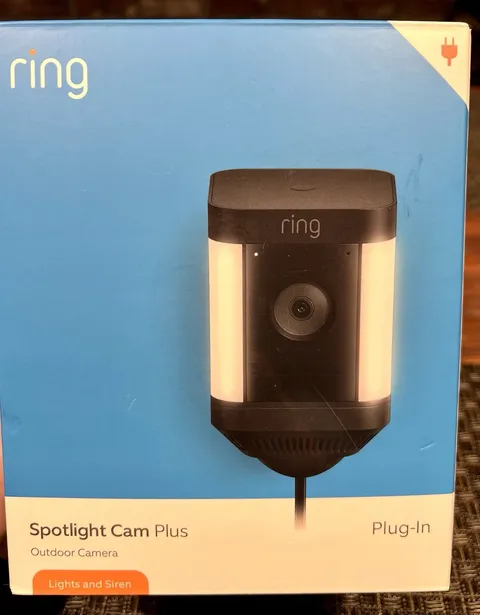 Ring Spotlight Cam Plus Plug-In Outdoor IP Wi-Fi Camera 1080p Color Night, Siren