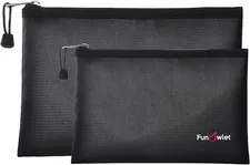 Fireproof Safe Money Document Bags - 2 Pack 13.4" x 9.8" and 10.6" x 6.7" Waterp