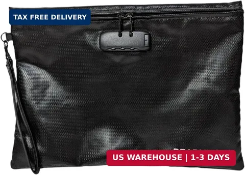 Fireproof Document Bag with Lock, A4 14.3x10.2 inches, Zipper Pouch for Document