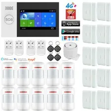 D40 Tuya APP WiFi 4G Wireless Wired Kits Home Security Alarm System+Alexa+Google